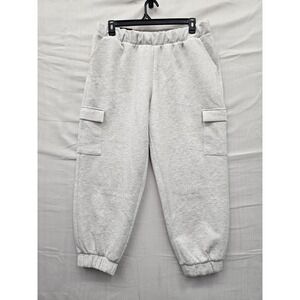 Express Womens Cargo Jogger Pants Grey Polyester Blend Casual Size XL